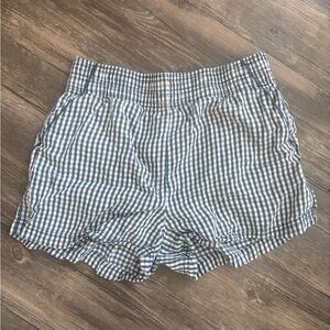 ROARK Blue and White Gingham Elastic-Waist Shorts - S